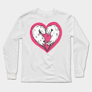 Sweet otters curled up into a love heart Long Sleeve T-Shirt